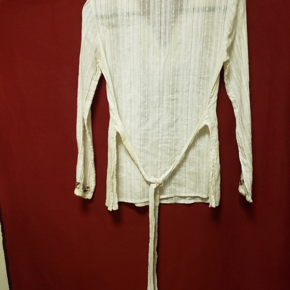 VINTAGE SEDUZIONE V NECK TOP W/ APPLIQUE/BEADS/STONES /SLIT BELL SLEEVES/S/ - Picture 9 of 9